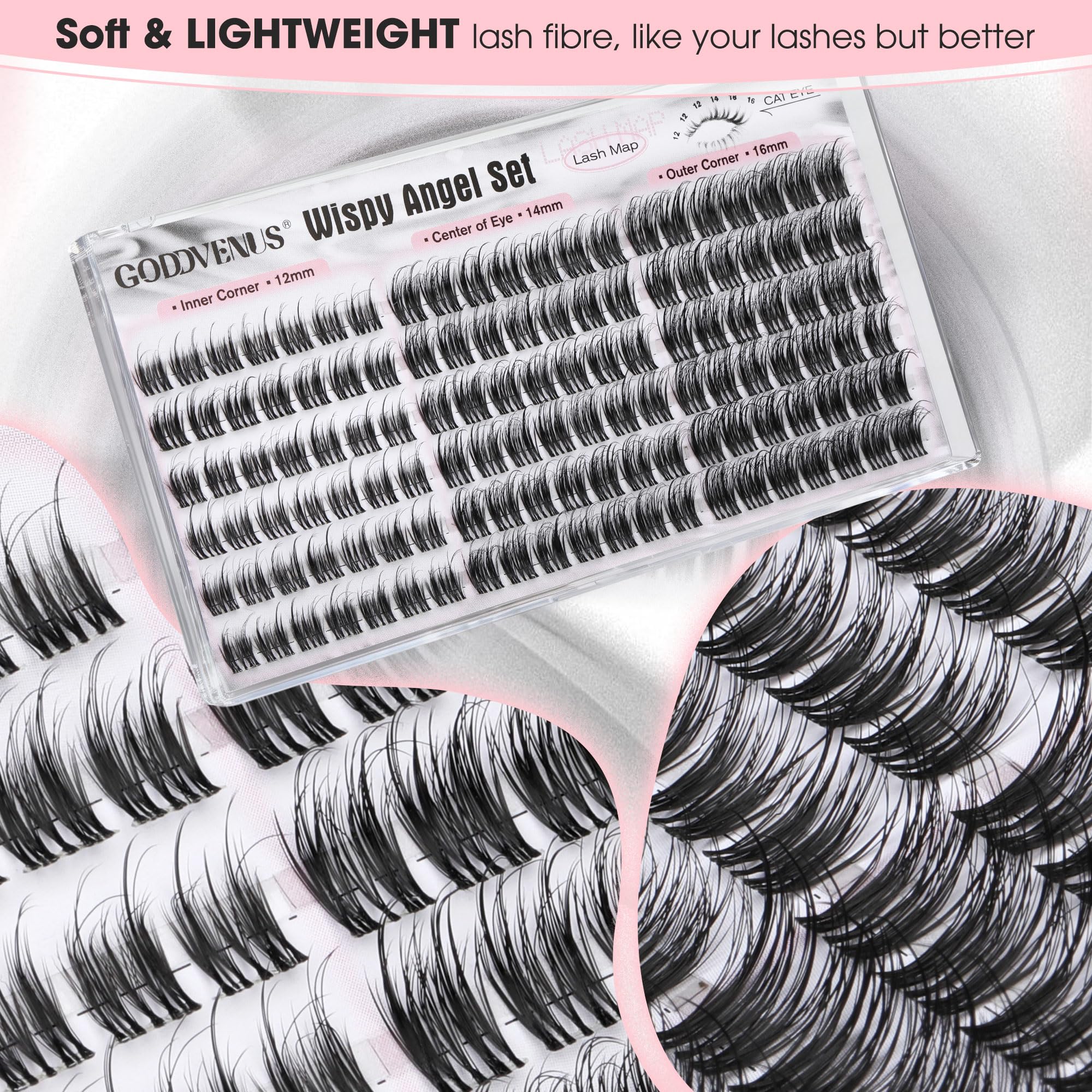 Goddvenus Wispy lash clusters D curl for subtle drama