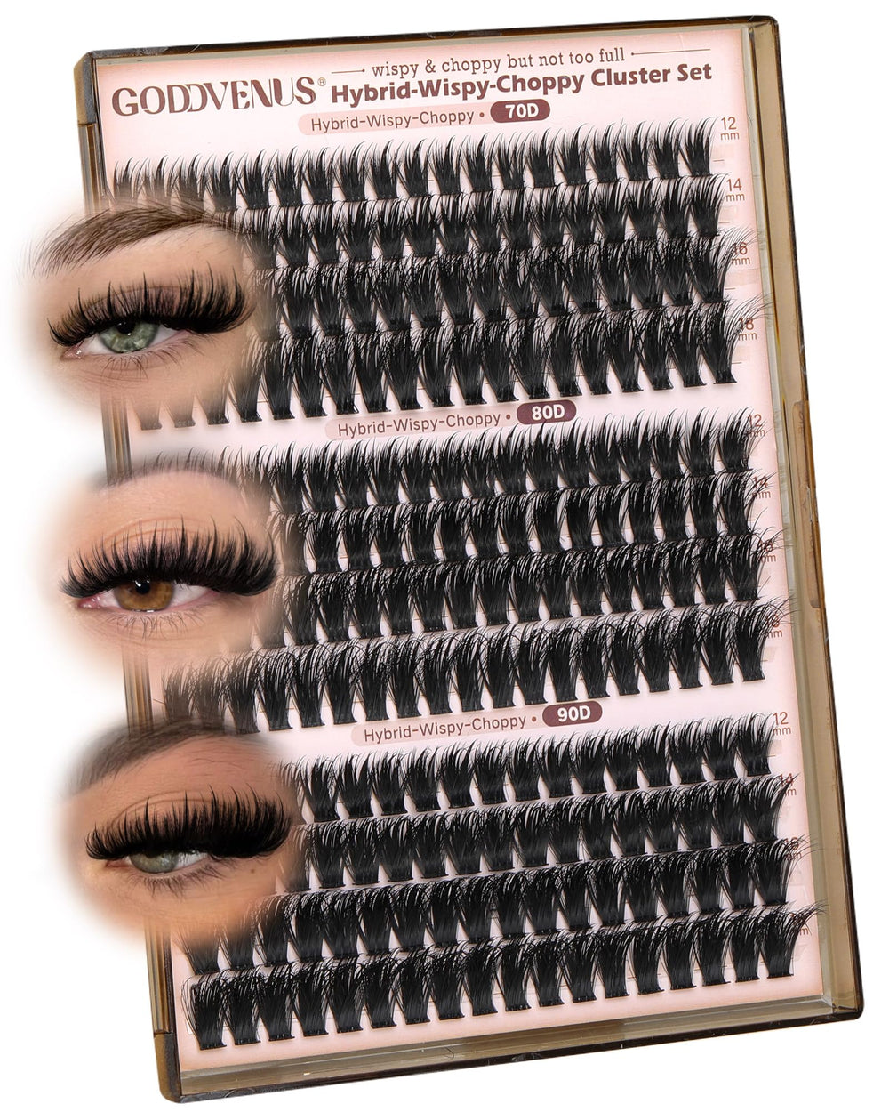 Goddvenus wispy lash clusters hybrid set for a natural, salon-quality look at home.