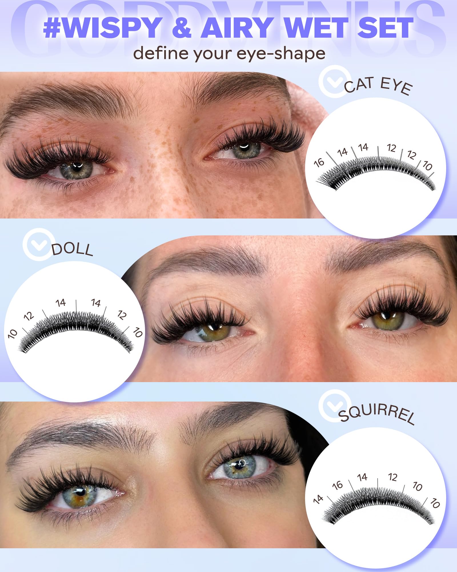 Goddvenus Wispy Lash Clusters Kit tweezers for precise placement.