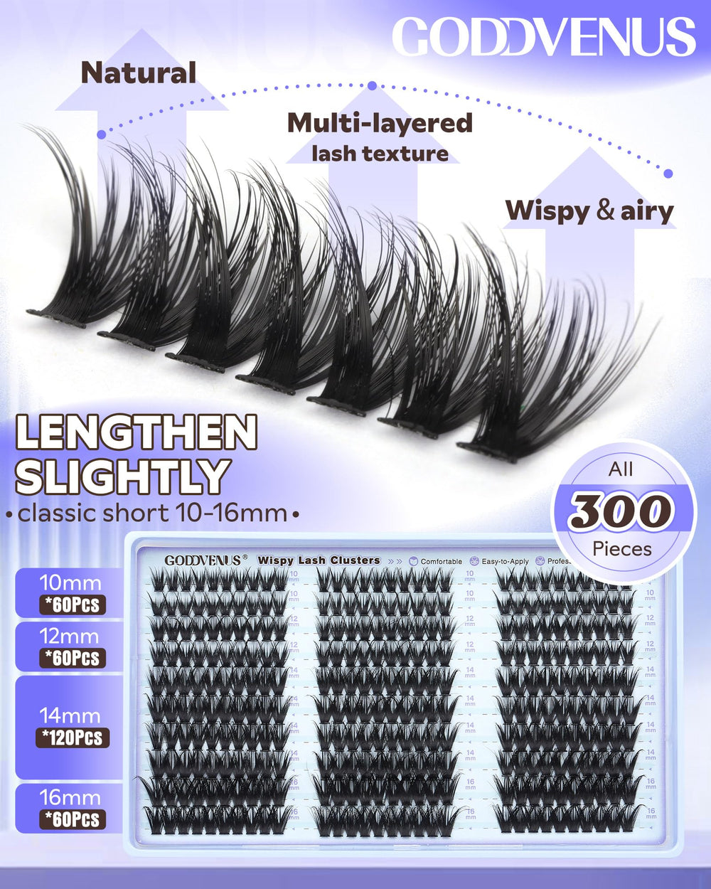 Goddvenus Wispy Lash Clusters Kit varied lengths for natural to dramatic looks.