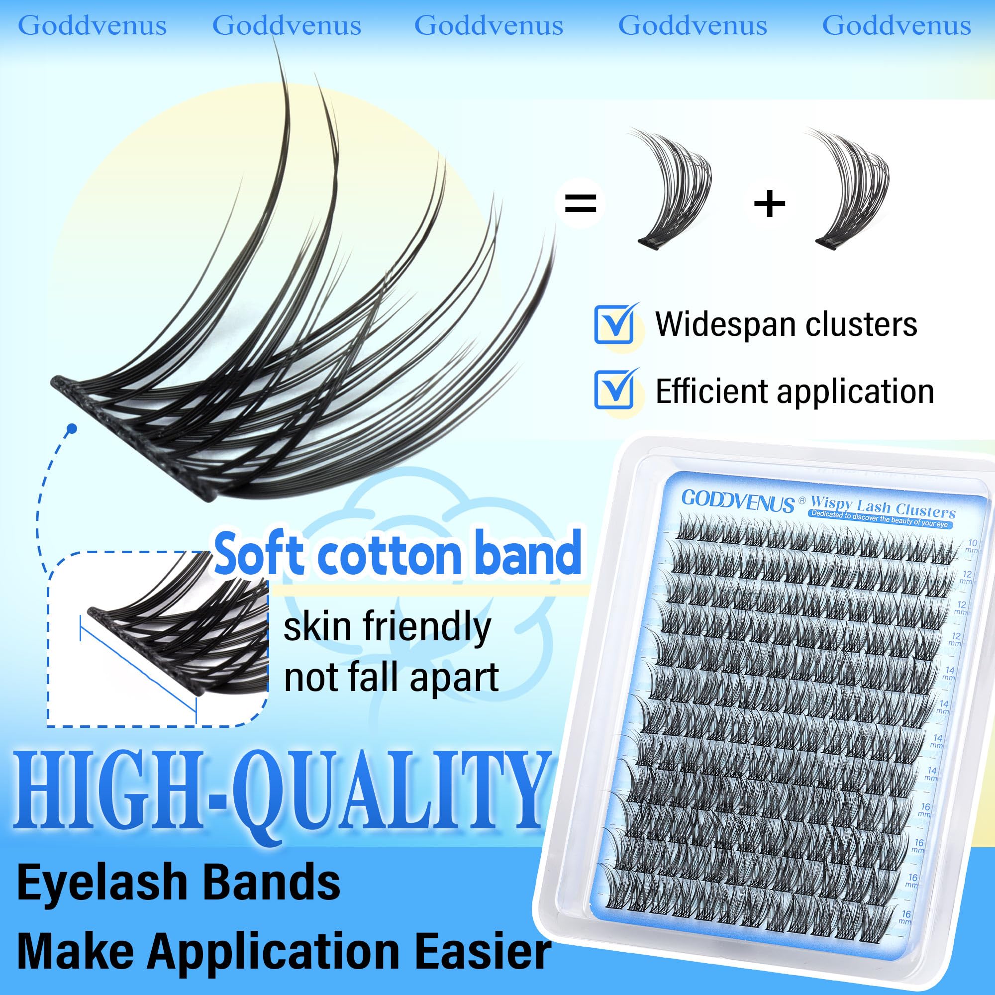 Goddvenus Wispy clusters with invisible band deliver seamless, comfortable wear.