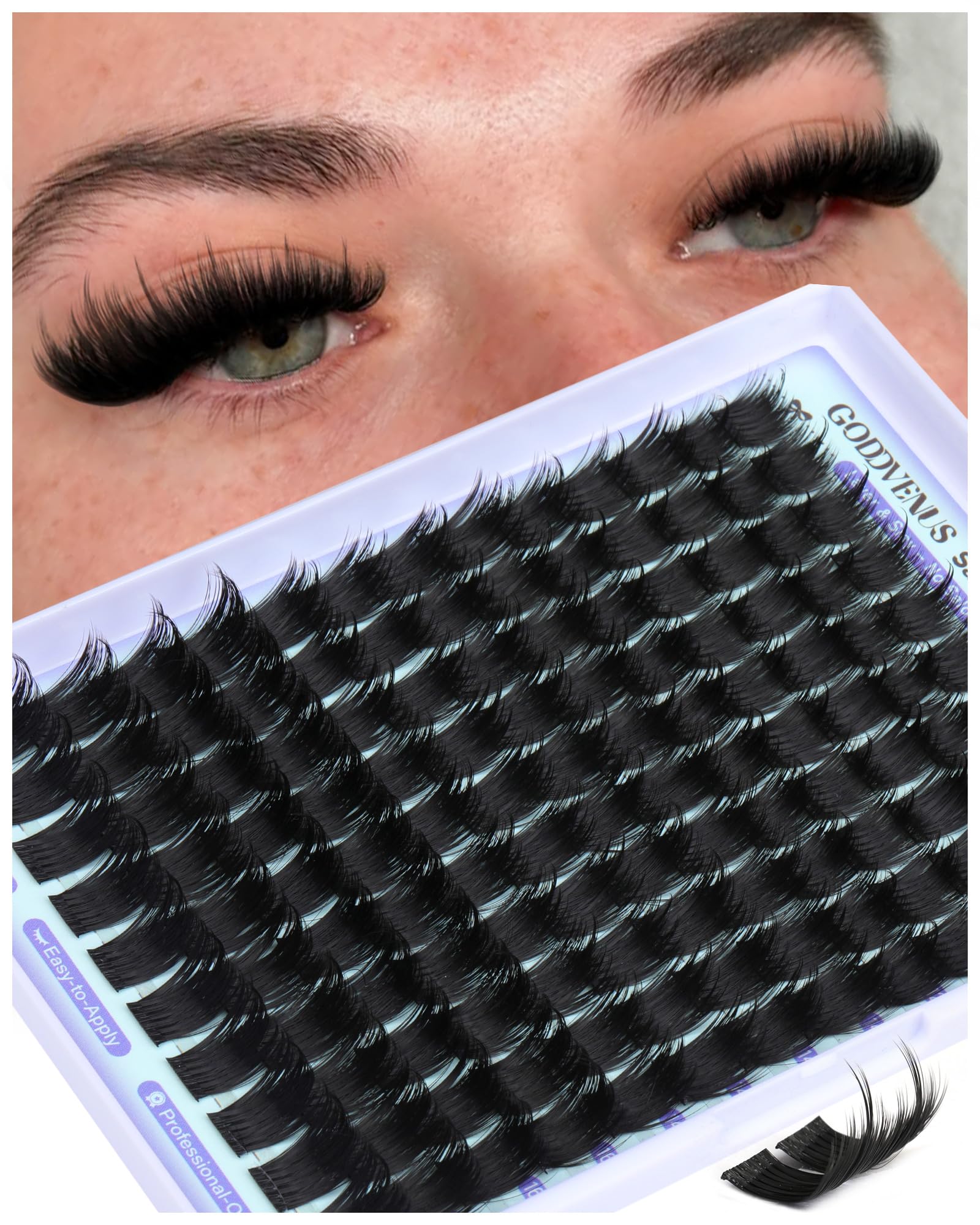 Goddvenus wispy lash clusters spikes closeup showing natural 3D texture for daily wear