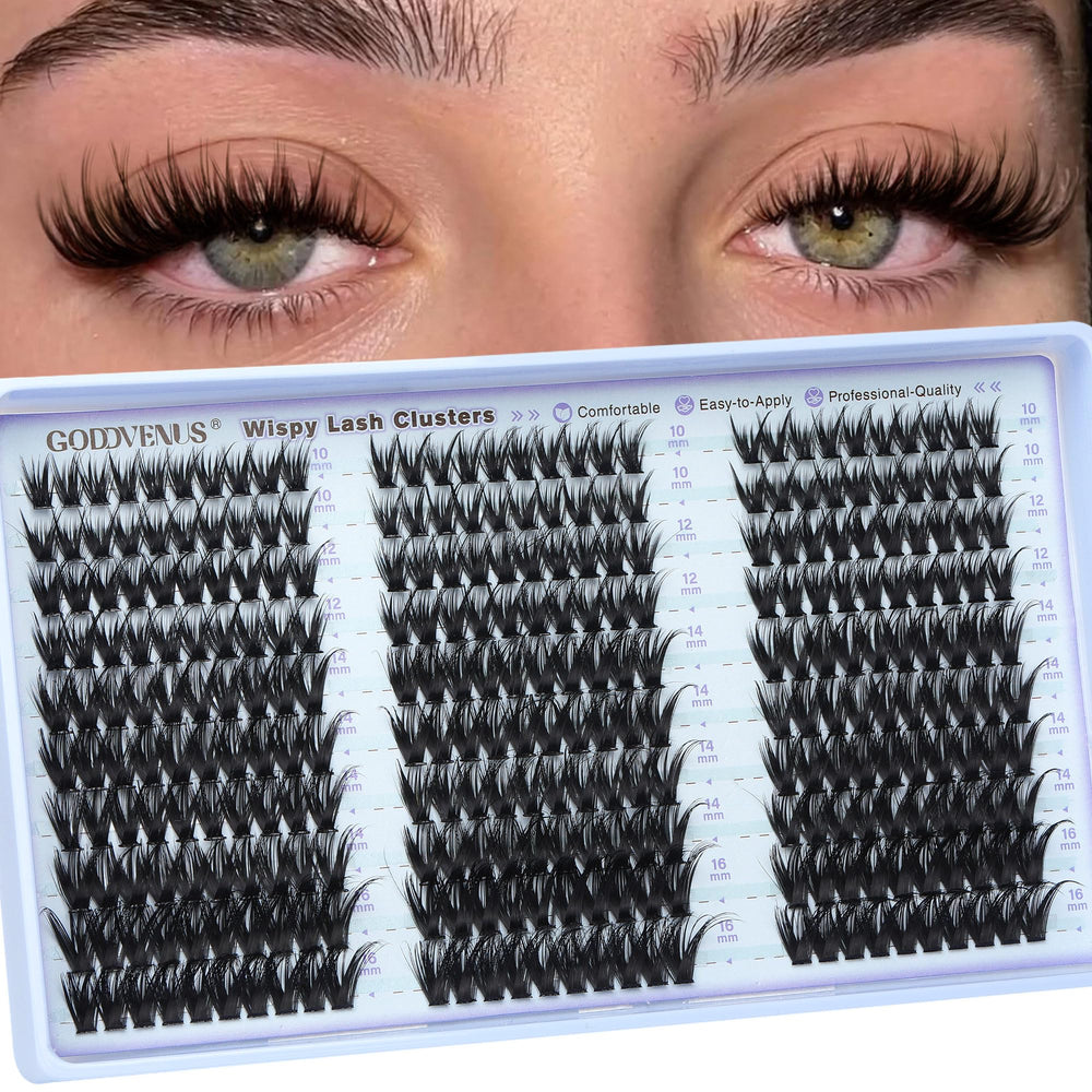 Goddvenus wispy lash clusters wet set for natural volume.