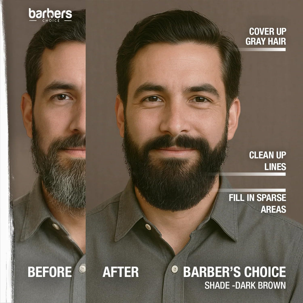 Godefroy Barbers Choice after-color look on beard and mustache with natural tone.