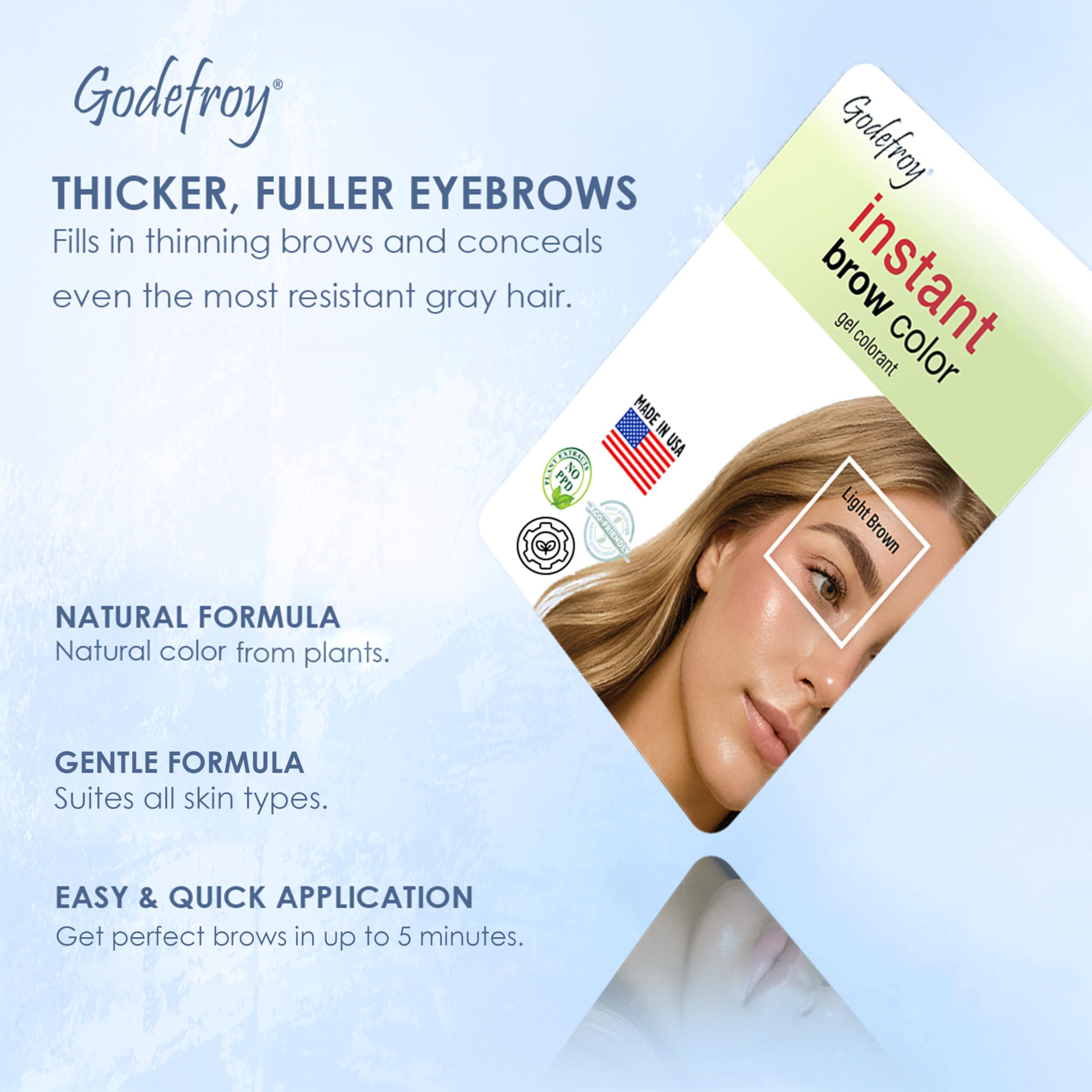 Godefroy Brow Color step 1 demonstrates prep and base application