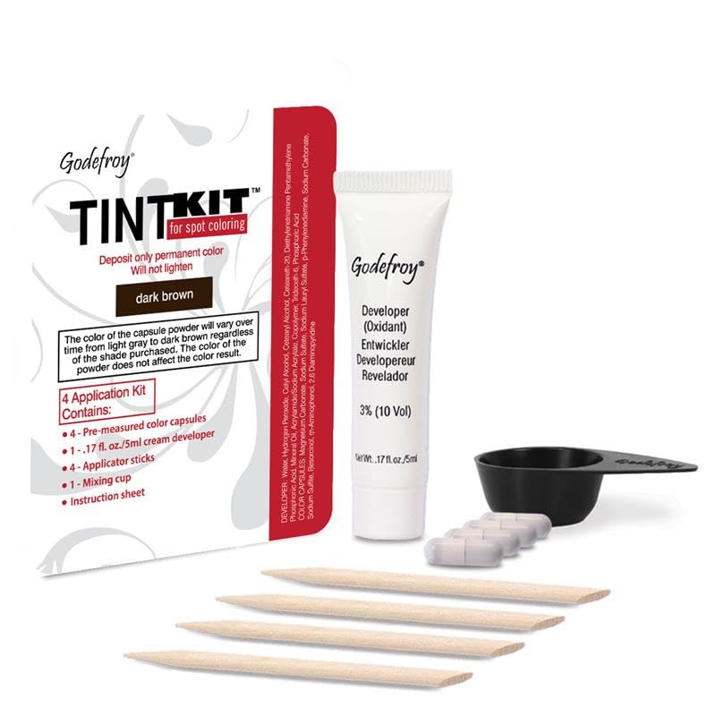 Godefroy hair color kit spot coloring shows precise coverage for targeted areas.