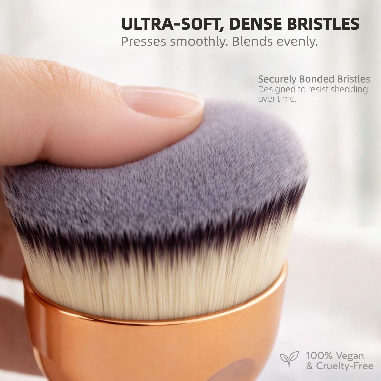 GoERTI dense synthetic bristles glide smoothly for a seamless finish on sensitive skin.