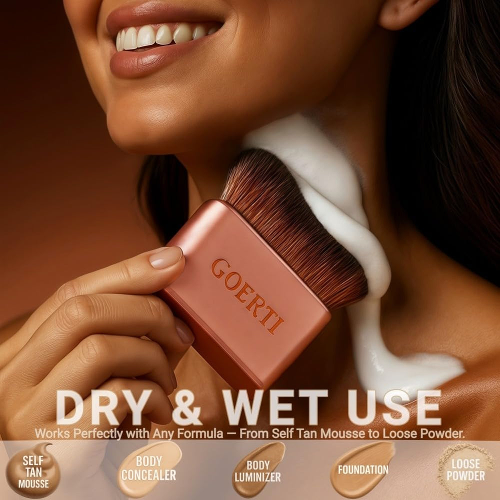 GOERTI curved bristle kabuki shape enhances natural blending.