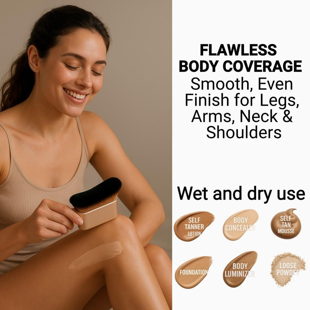 Goerti Large Bronzer Brush premium vegan bristles for soft, luxe application.