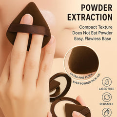 GOERTI large velvet triangle puffs deliver smooth, even powder finish.