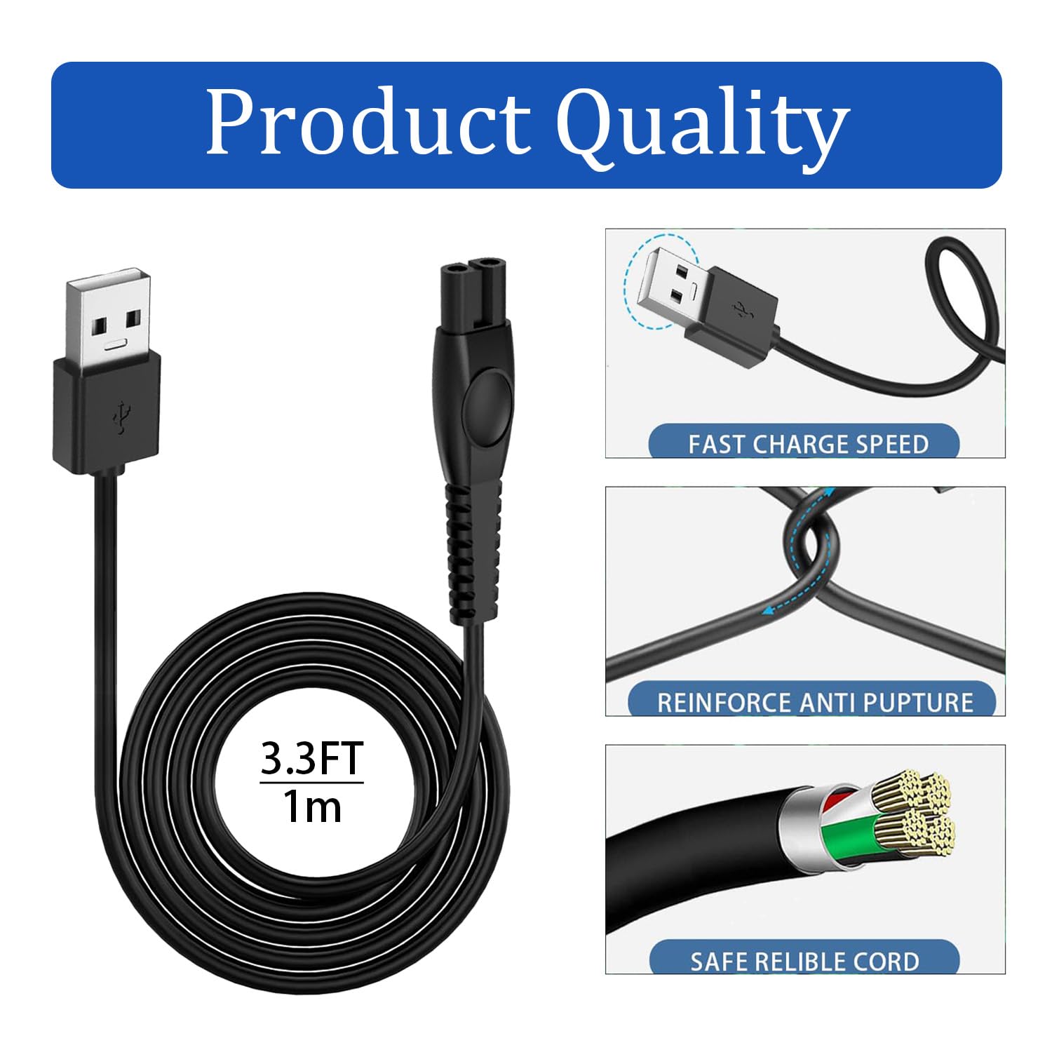 Goffeu travel-friendly charger for Philips Norelco.