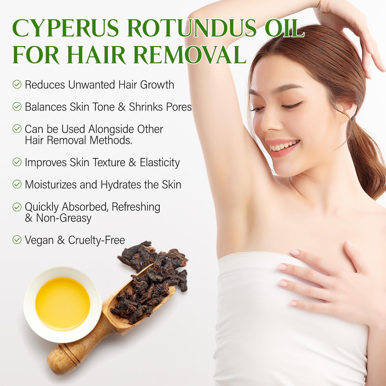 GOGIFTGO Aceite Cyperus Rotundus, piel suave y flexible.