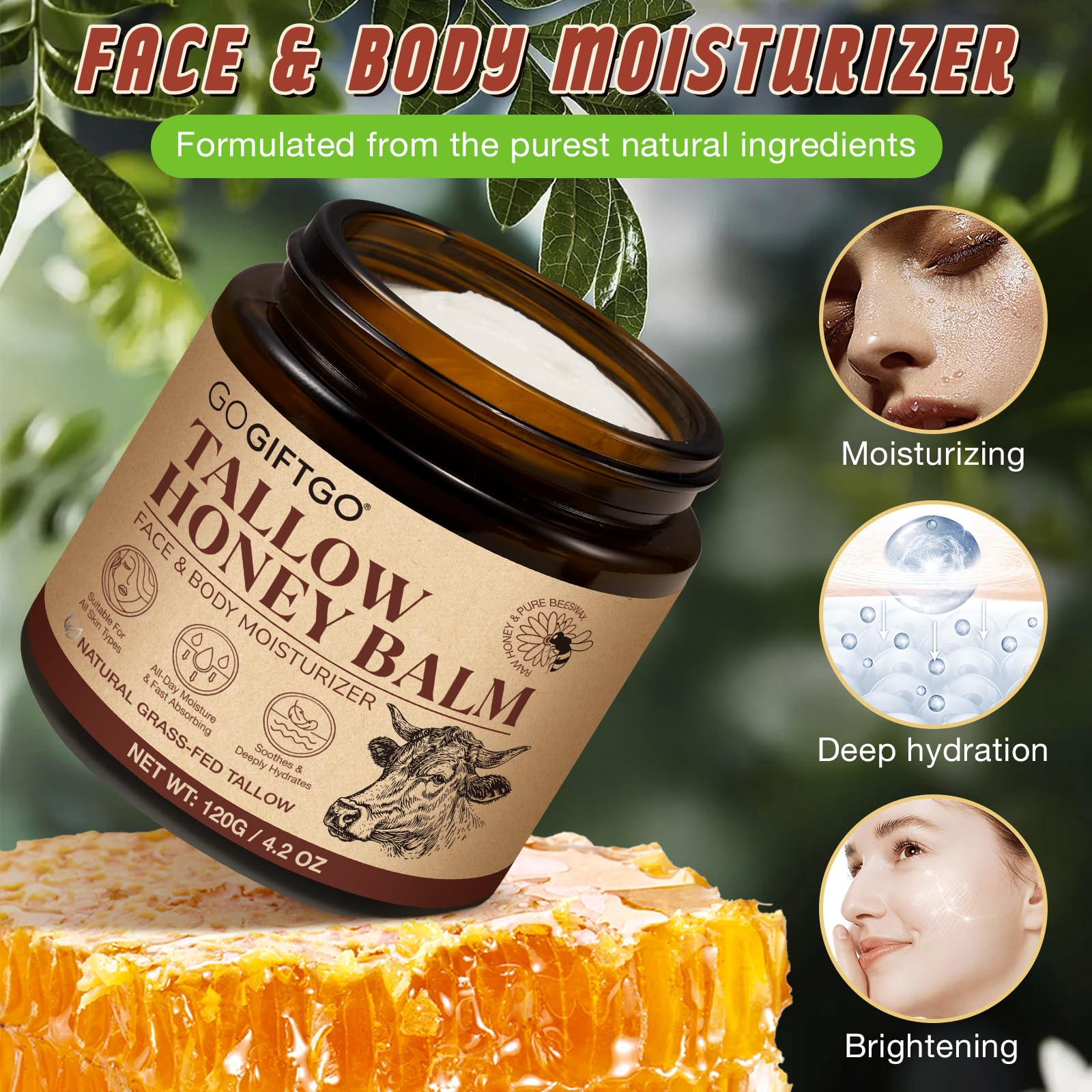 GOGIFTGO crema hidratante natural rica en vitaminas para piel suave.