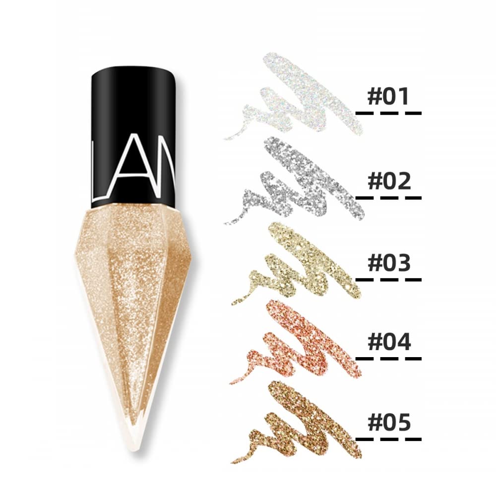 Go Ho Glitter Liquid Eyeliner Champagne Gold creates soft, versatile sparkle across lids.