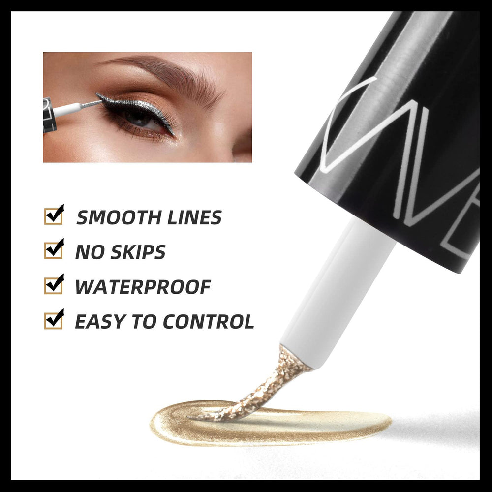 Go Ho Glitter Liquid Eyeliner waterproof finish withstands sweat and humidity all day.