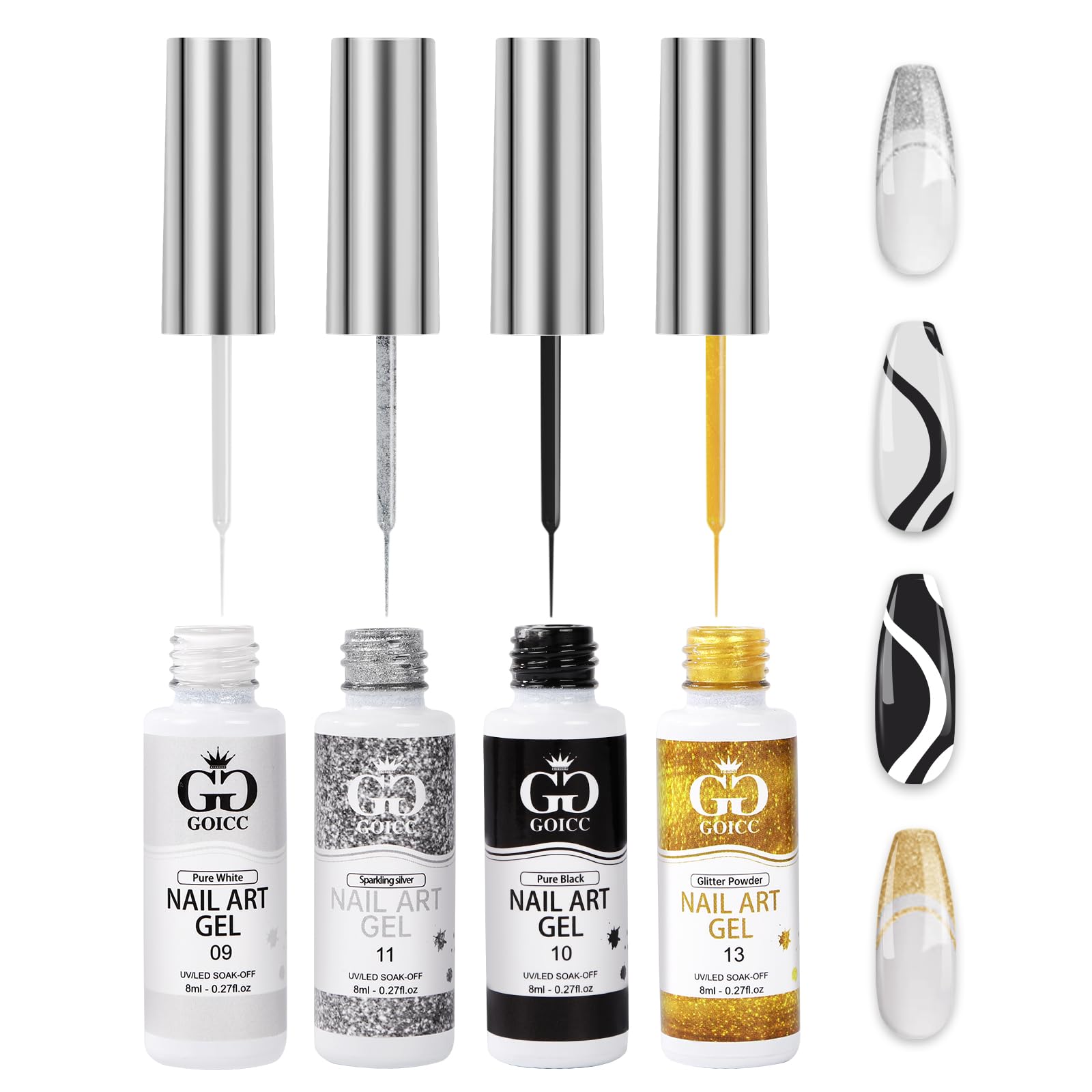 GOICC set de gel para uñas con cuatro colores, ideal para diseños franceses.
