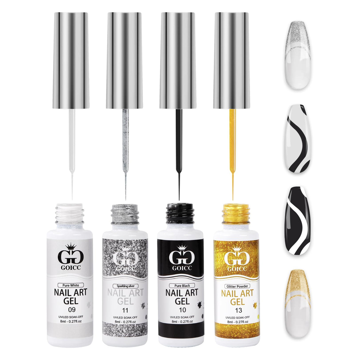 GOICC set de gel para uñas con cuatro colores, ideal para diseños franceses.
