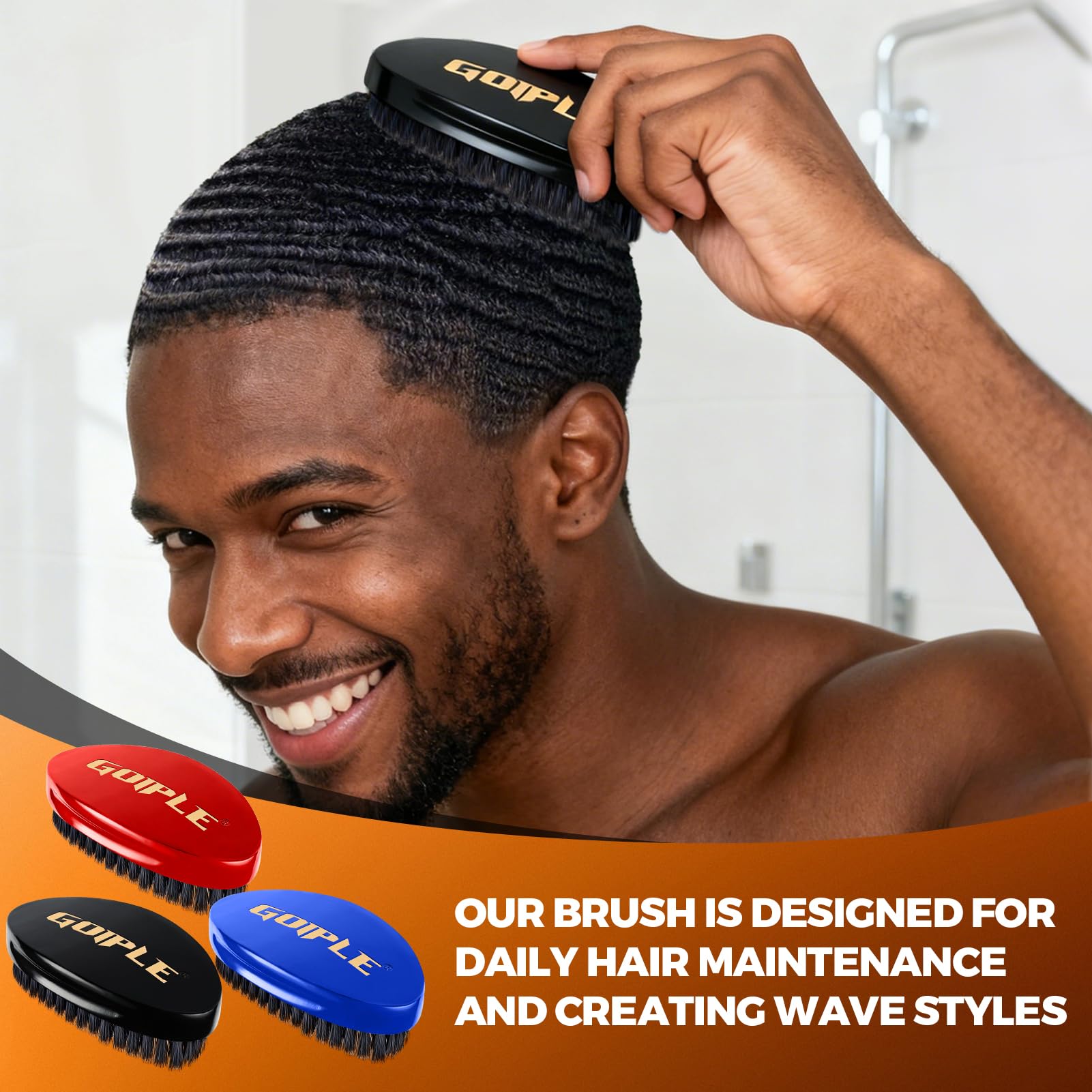 Goiple 360 Wave Kit hard brush for strong hold and definition