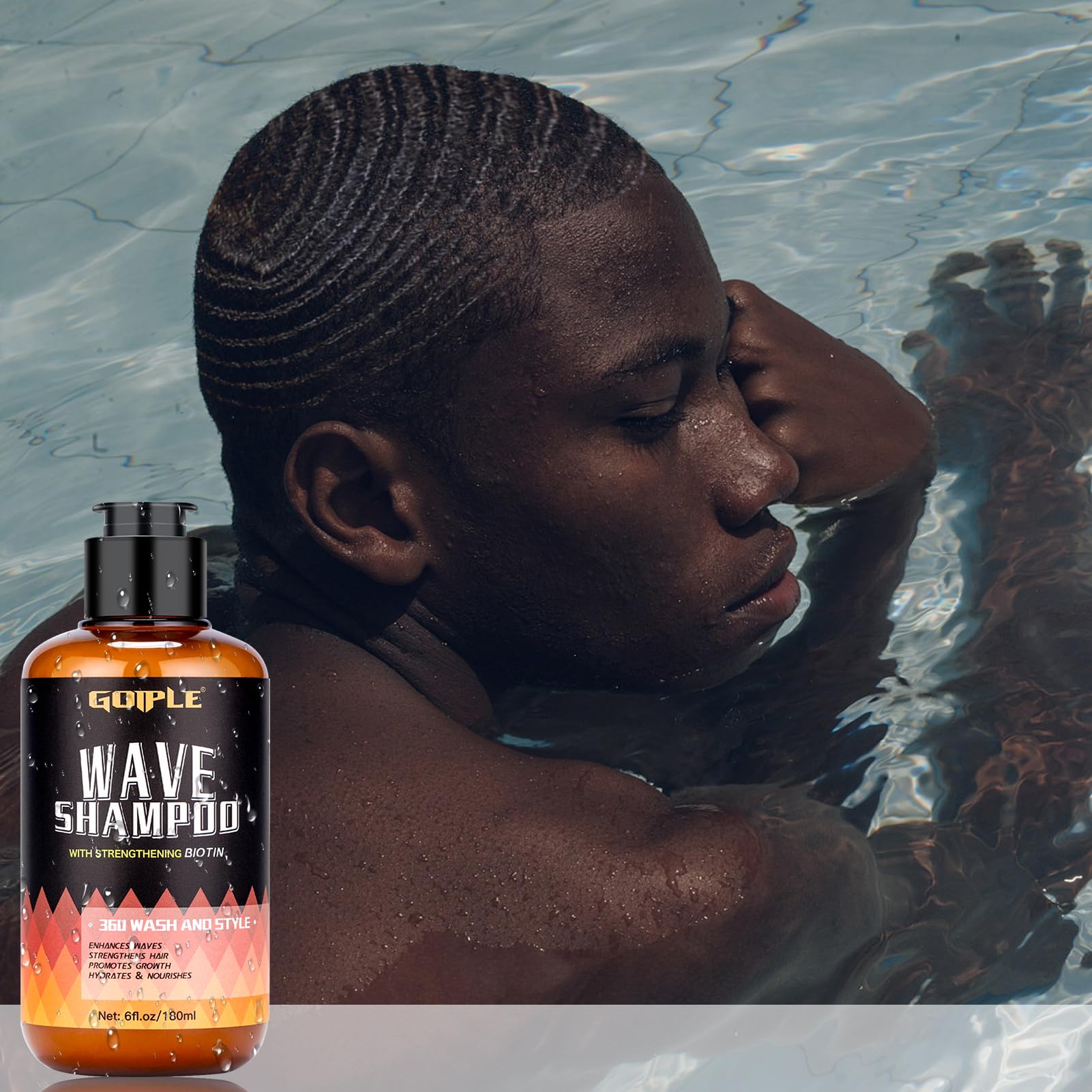 Goiple 360 Waves Wash Shampoo promotes natural radiance from root to tip.