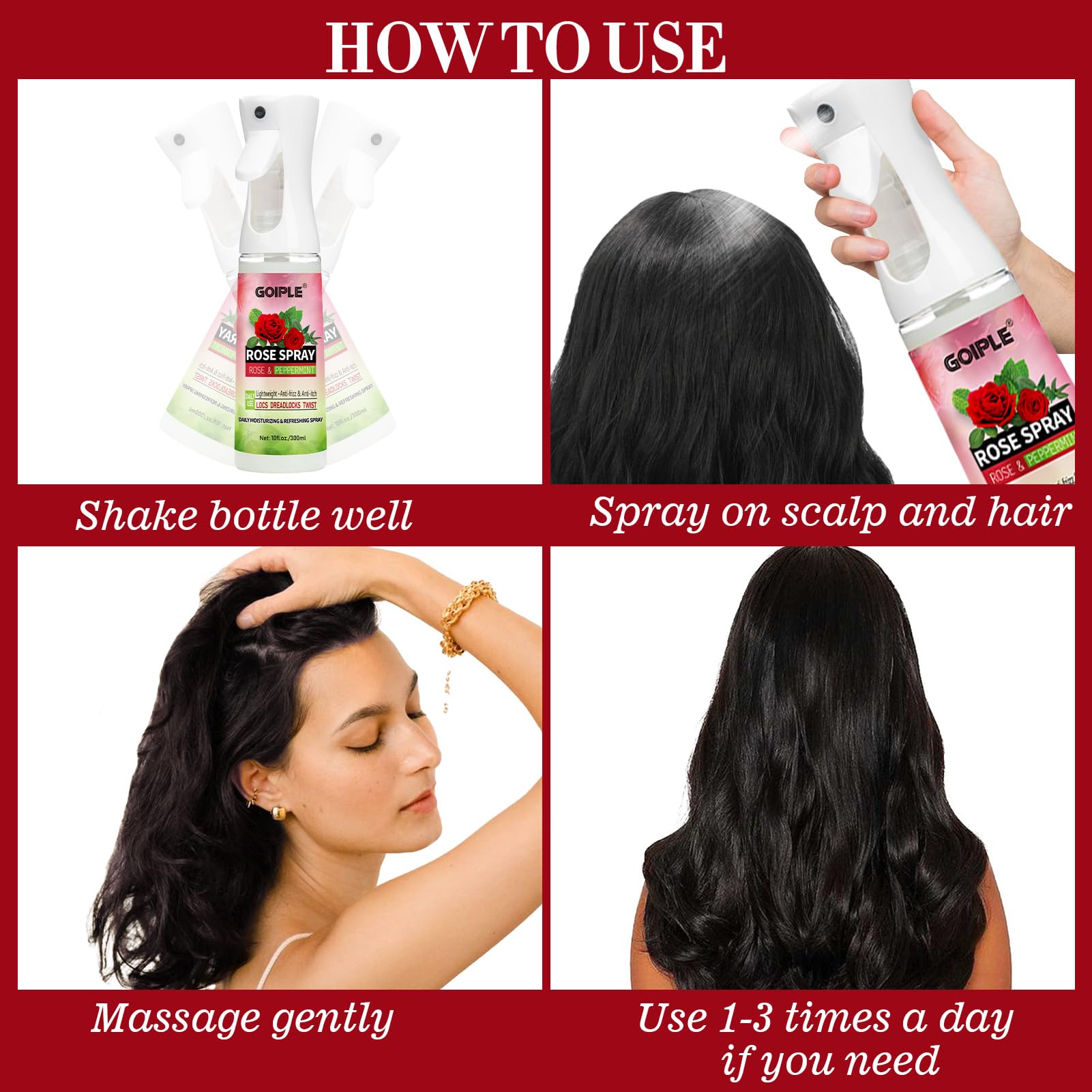 Goiple aceite de ricino y rosas para cabello, frasco nutritivo