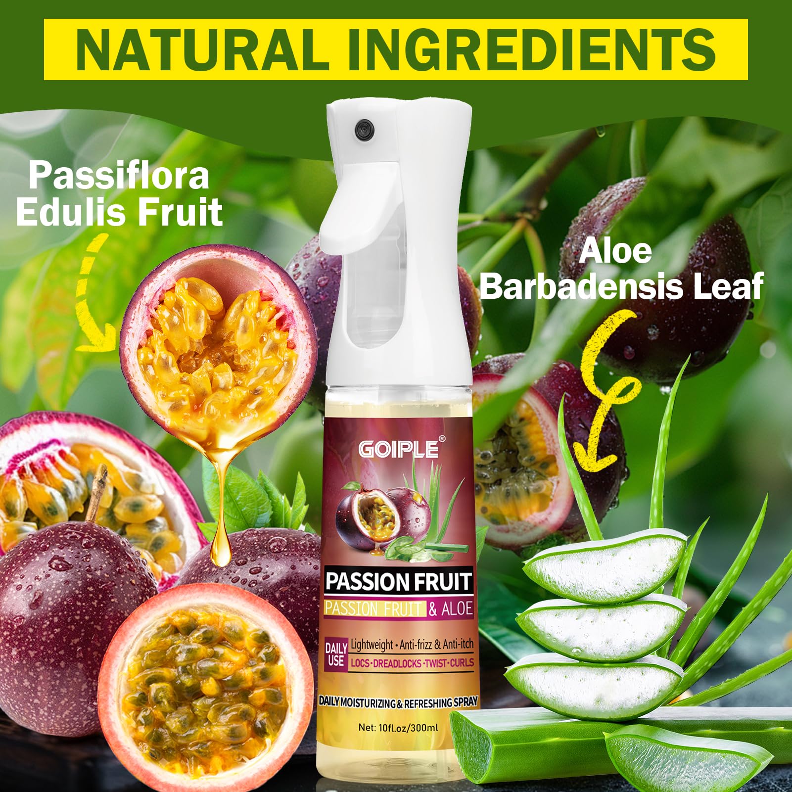 Goiple aceite-fruta-pasion para nutrir el cabello.
