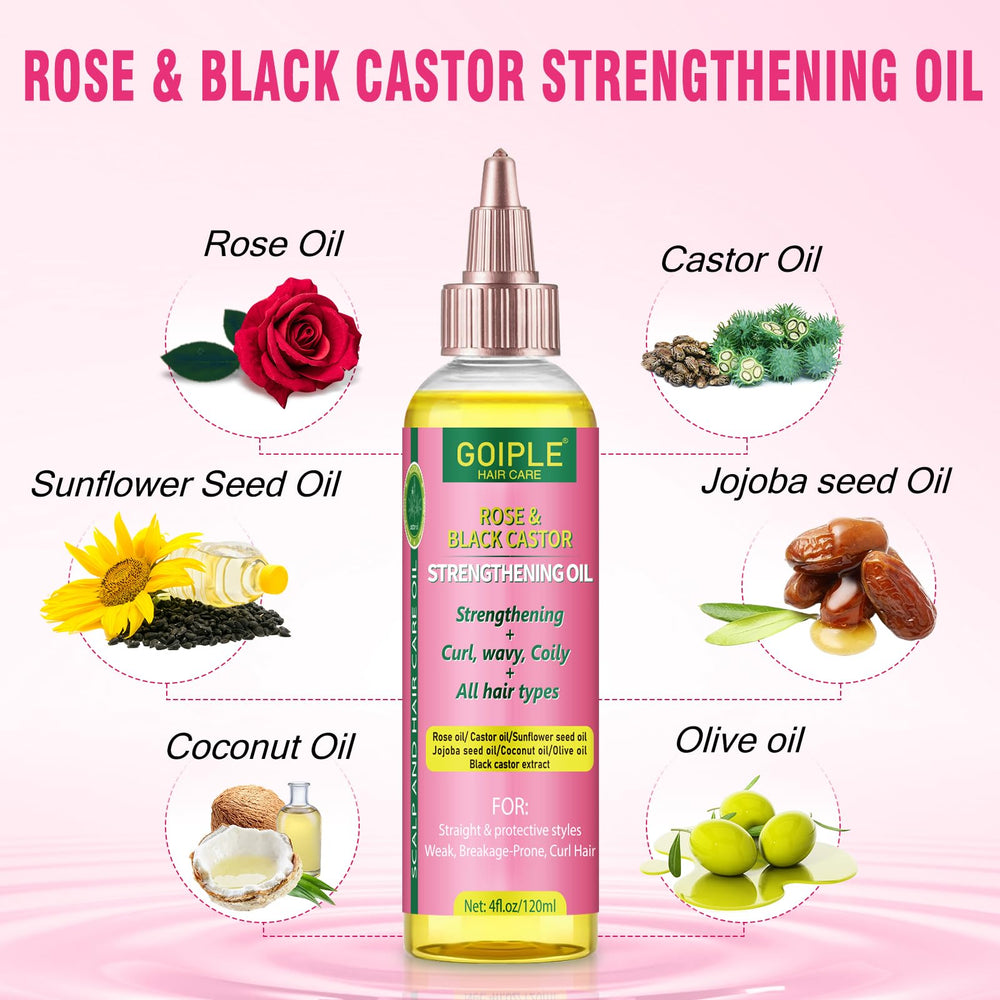 Goiple aceite de rosa y ricino para nutrir cuero cabelludo sin grasa.