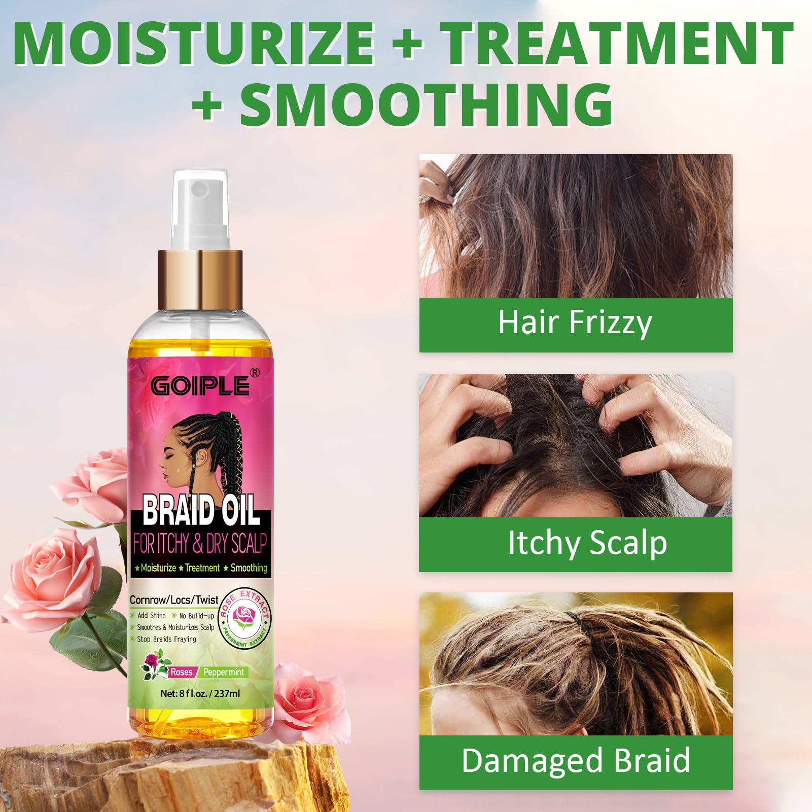 Goiple Aceite para Trenzas, brillo nutritivo para las trenzas.