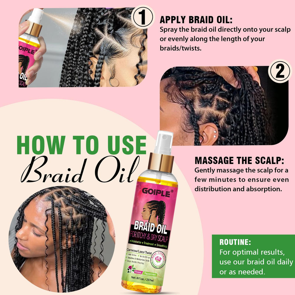 Goiple Aceite para Trenzas, peinados con trenzas largas.