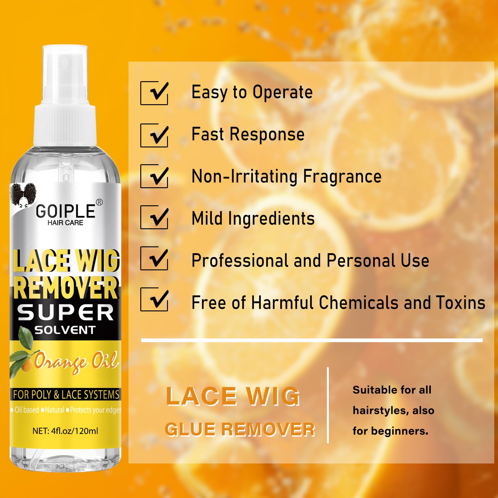 Goiple Adhesive Remover on hairline cleans leftover glue smoothly.