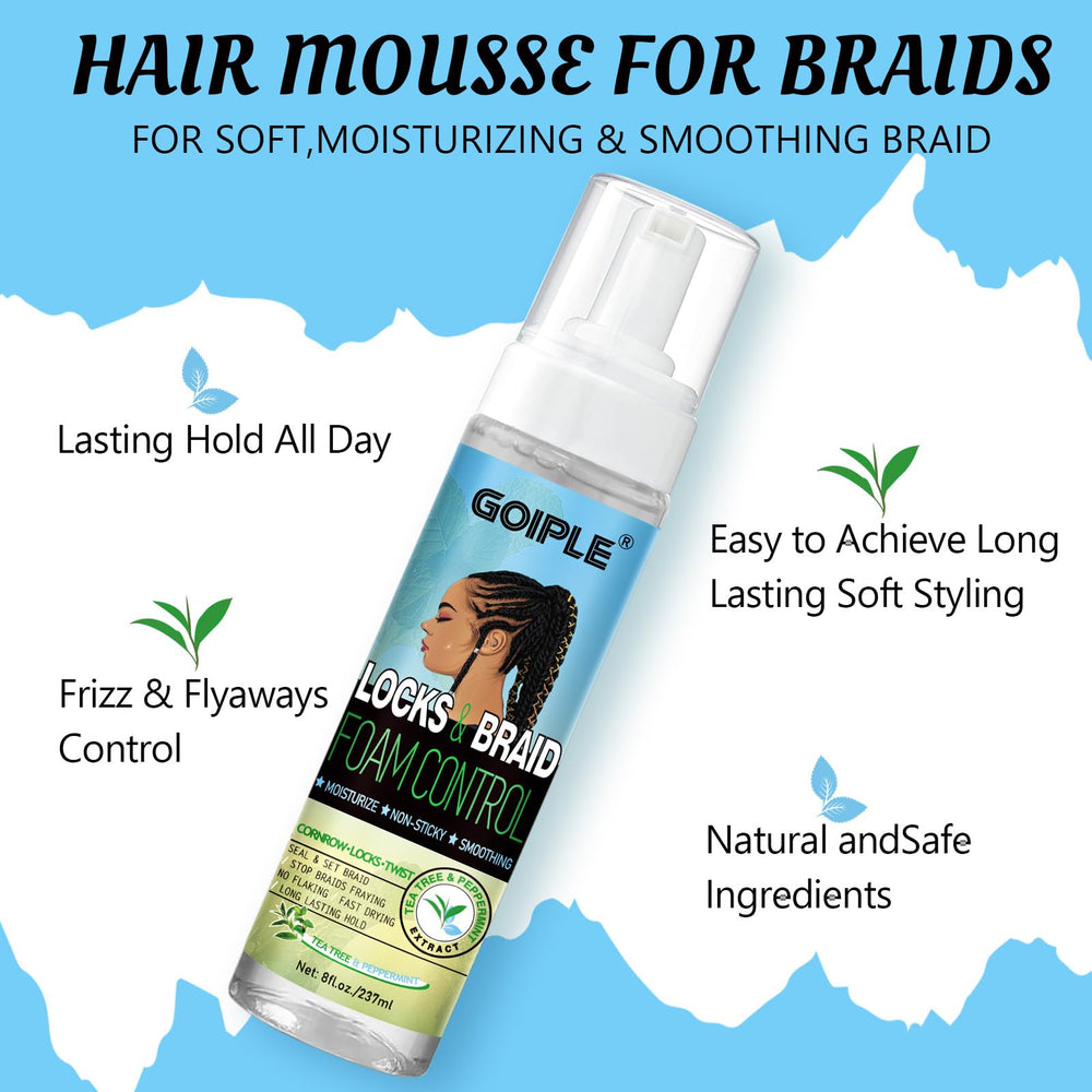 Goiple Braid Foam Mousse being worked into braids for a soft finish
