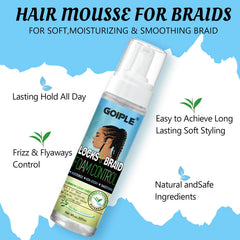 Goiple Braid Foam Mousse being worked into braids for a soft finish