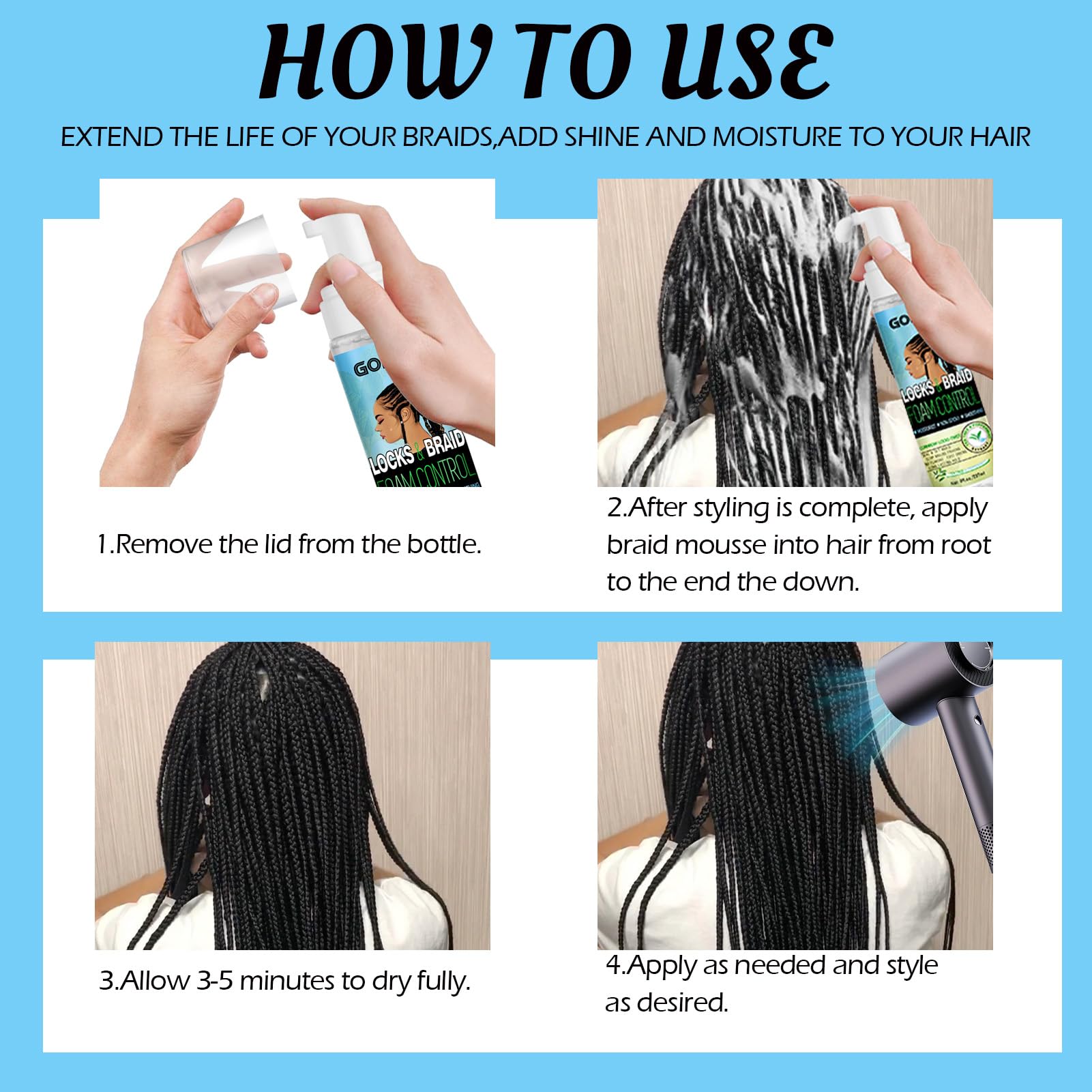 Natural ingredients including lavender and willow bark nourish hair during styling
