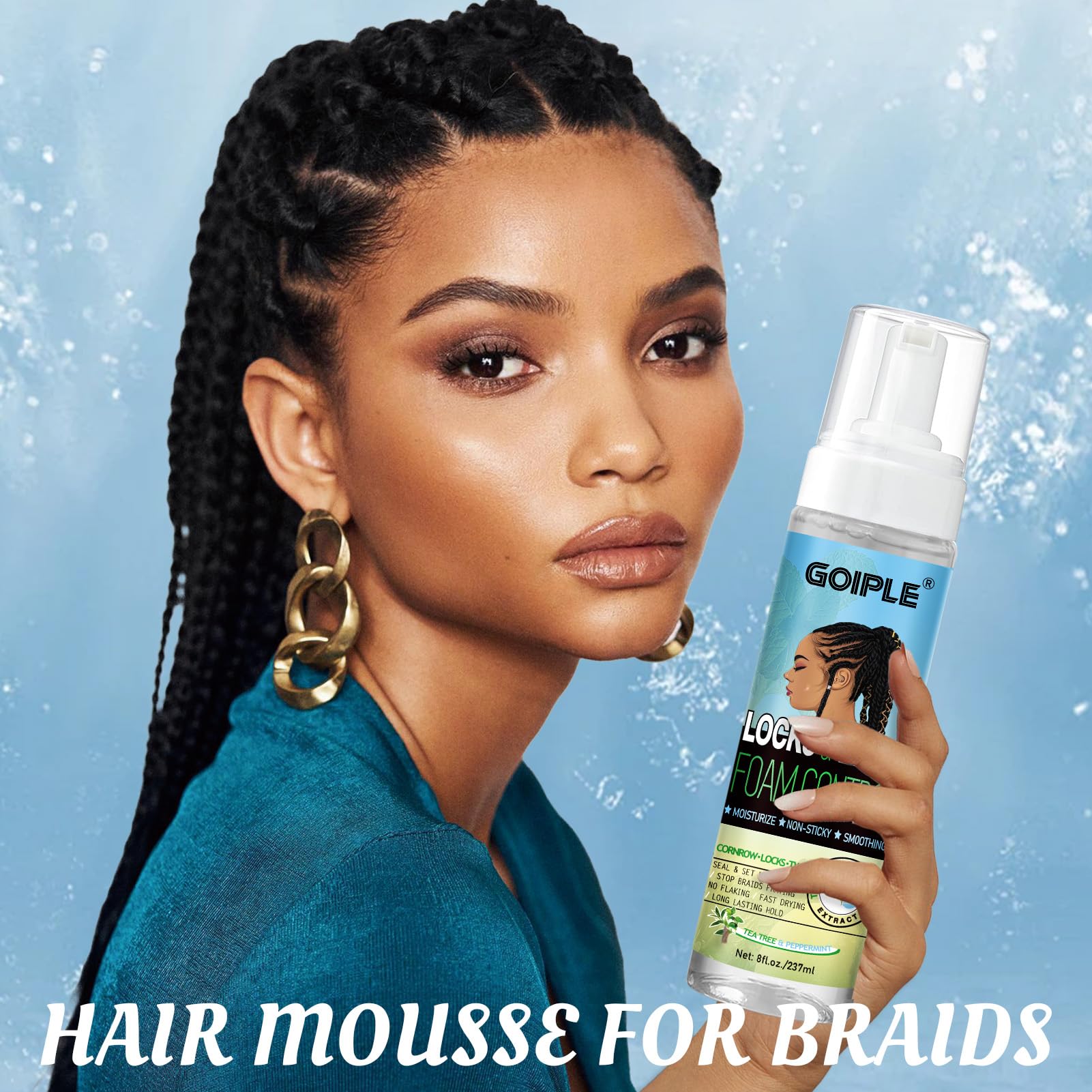 Packaging of Goiple Braid Foam Mousse shows 8 oz bottle design