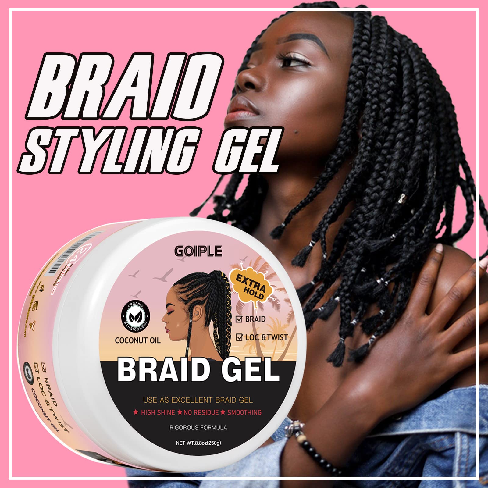 Goiple Braid Gel strawberry fragrance image highlights refreshing scent.