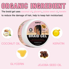 Goiple Braid Gel texture closeup highlights smooth, frizz-free styling.