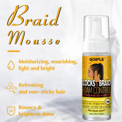 Textura cremosa de Goiple Braid Mousse para trenzas y locs.