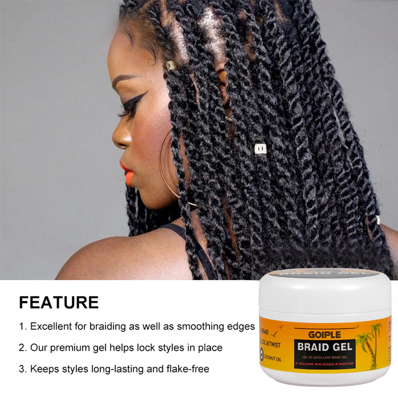 Goiple natural ingredients castor oil keratin and coconut oil nourish during styling