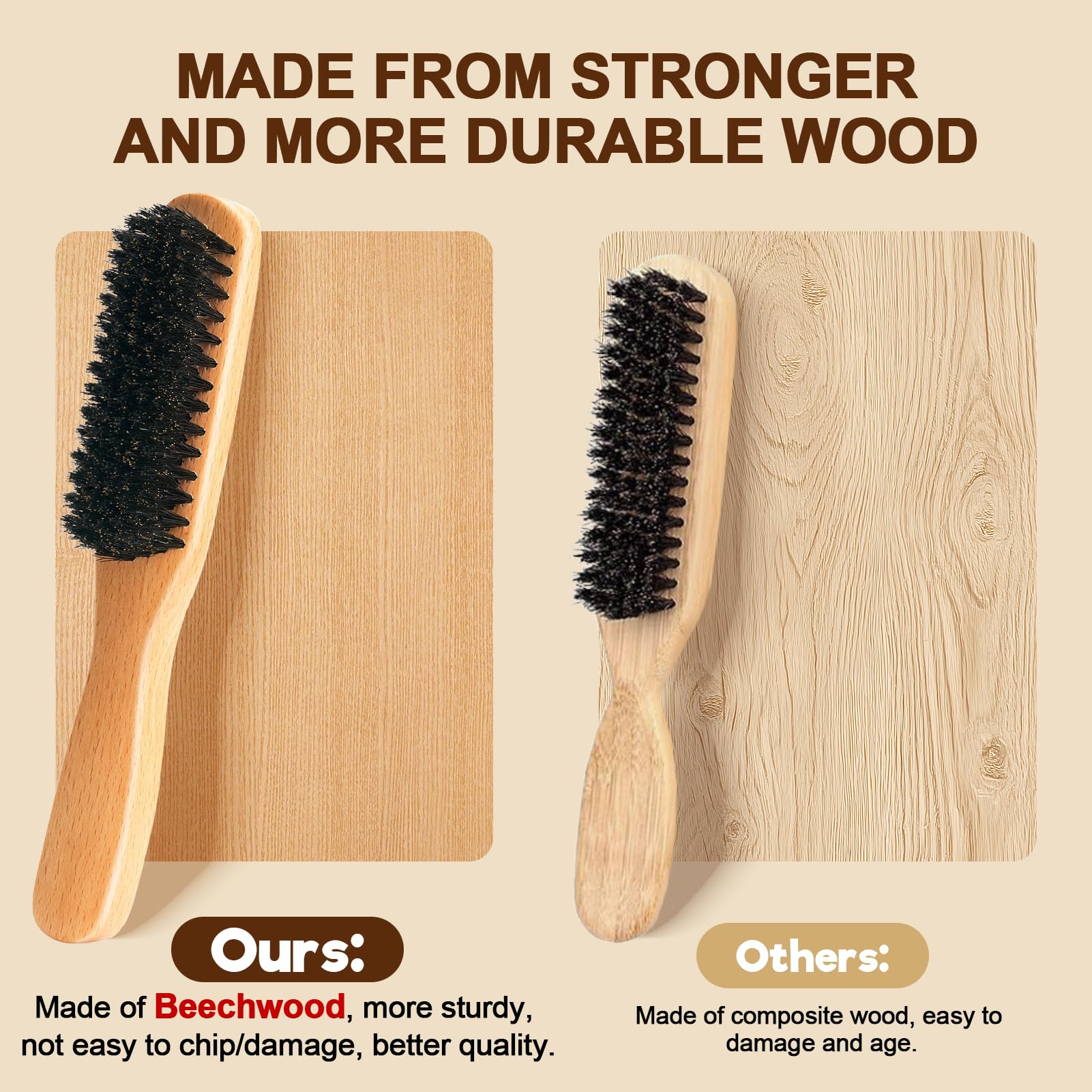 Goiple boar bristle brush distributes scalp oils for shine.