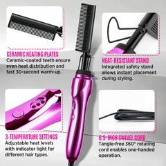 Goiple ceramic hot comb teeth design for kinkier textures with gentle smoothing