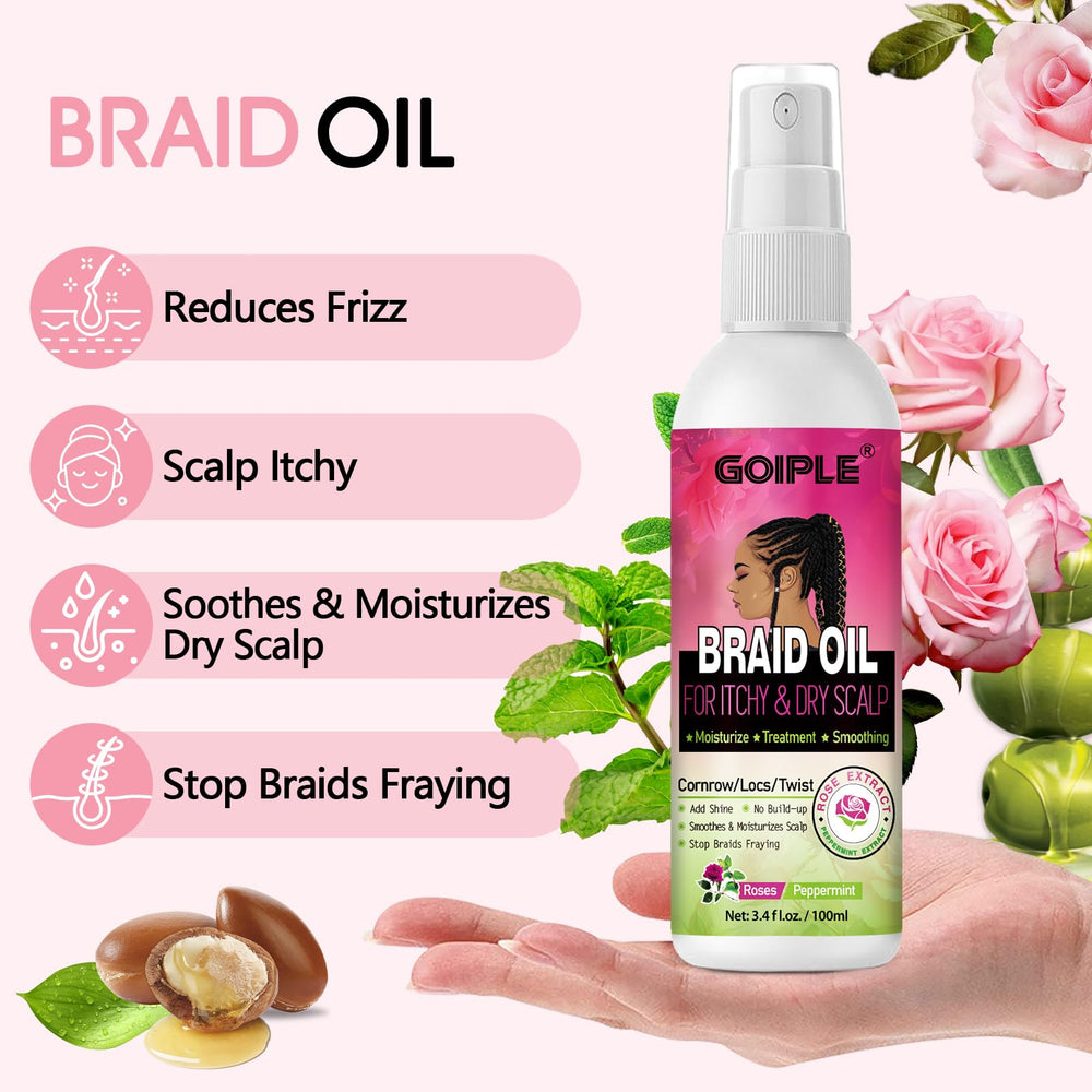 Goiple bruma anti frizz para trenzas Rosa Menta, control del encrespado