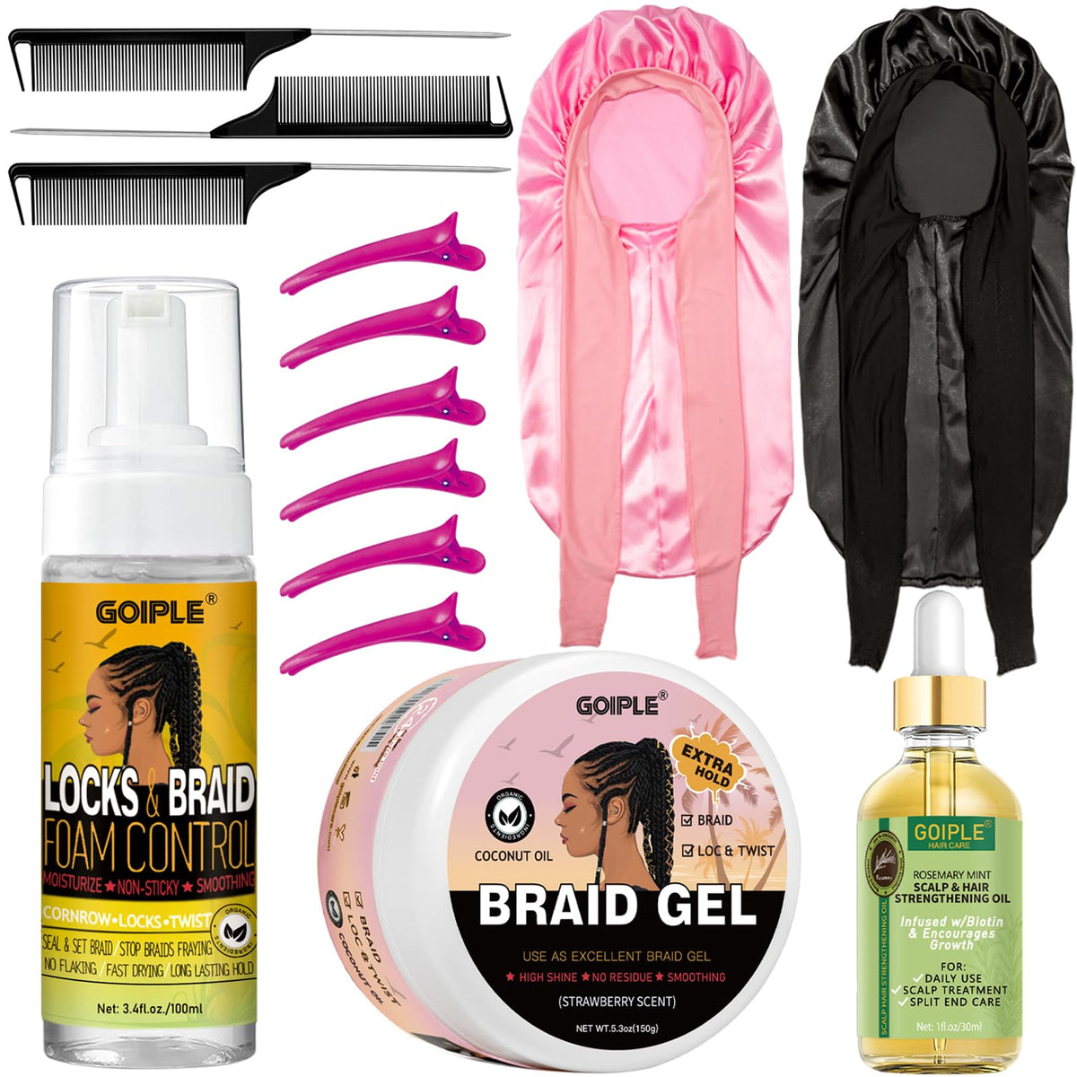 Goiple mousse para trenzas: fijación duradera y acabado suave.