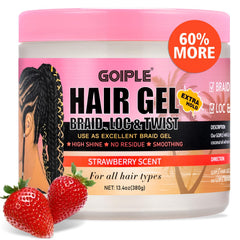 Goiple gel trenzado en botella, fijación duradera para trenzas y torsiones.