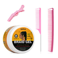 Goiple gel para trenzas con fijación fuerte y brillo duradero.