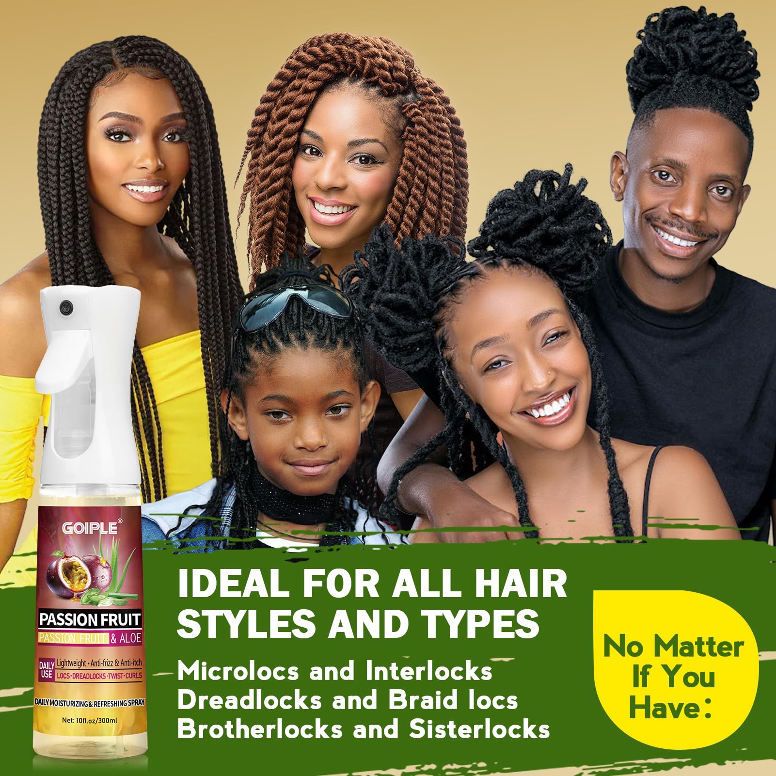 Goiple hidratación diaria para locs secos y flexibles.