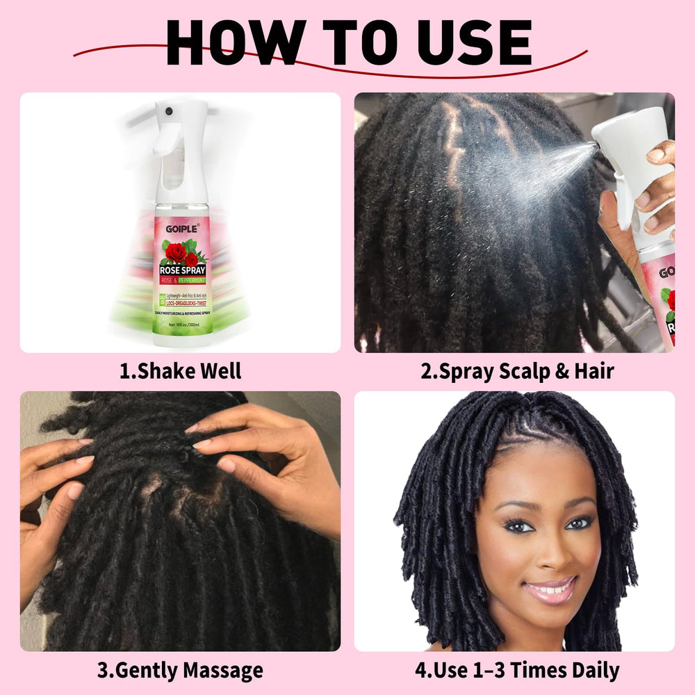 Goiple hidratante capilar con agua de rosa para locs.