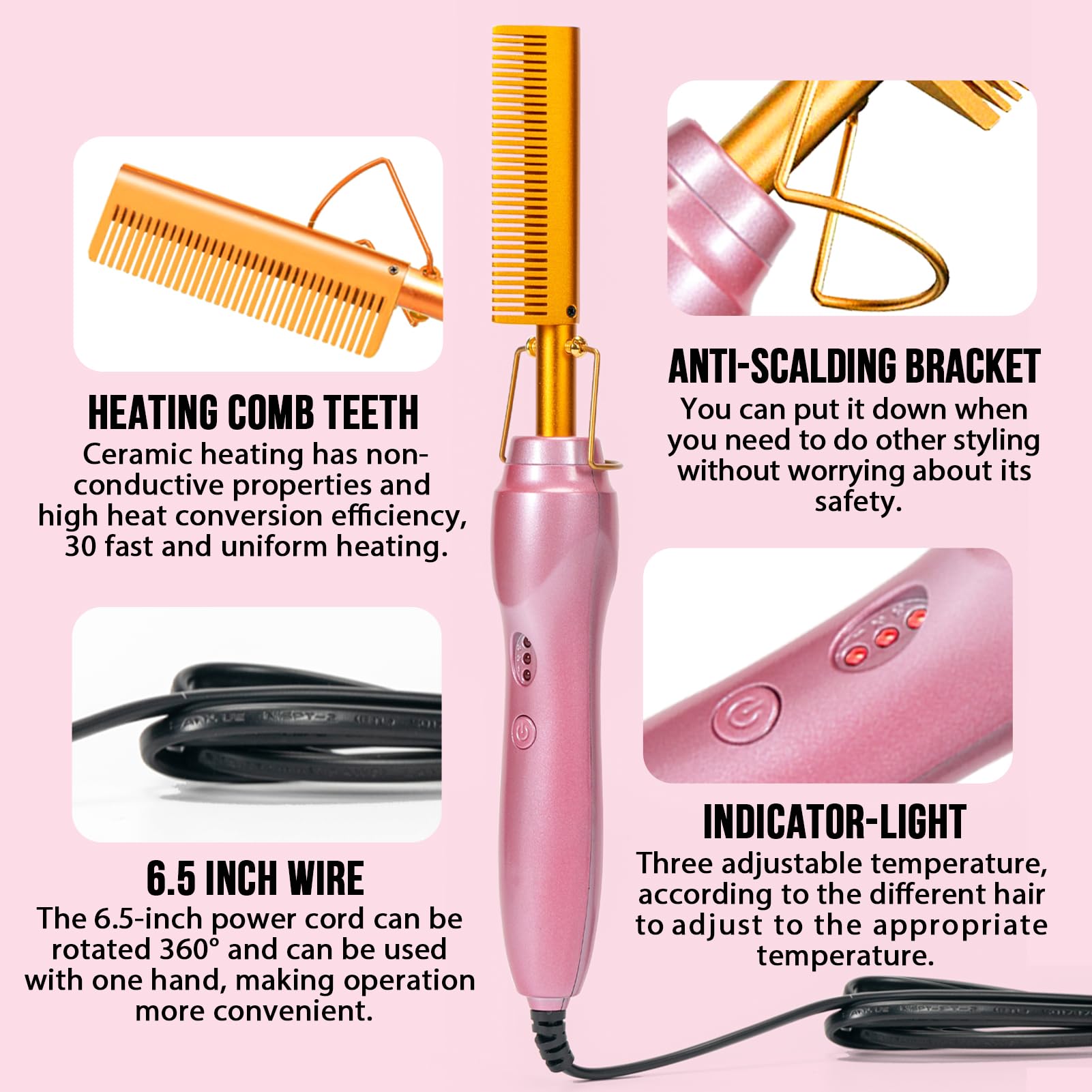 Goiple hot comb ceramic plate close-up showing even heat distribution