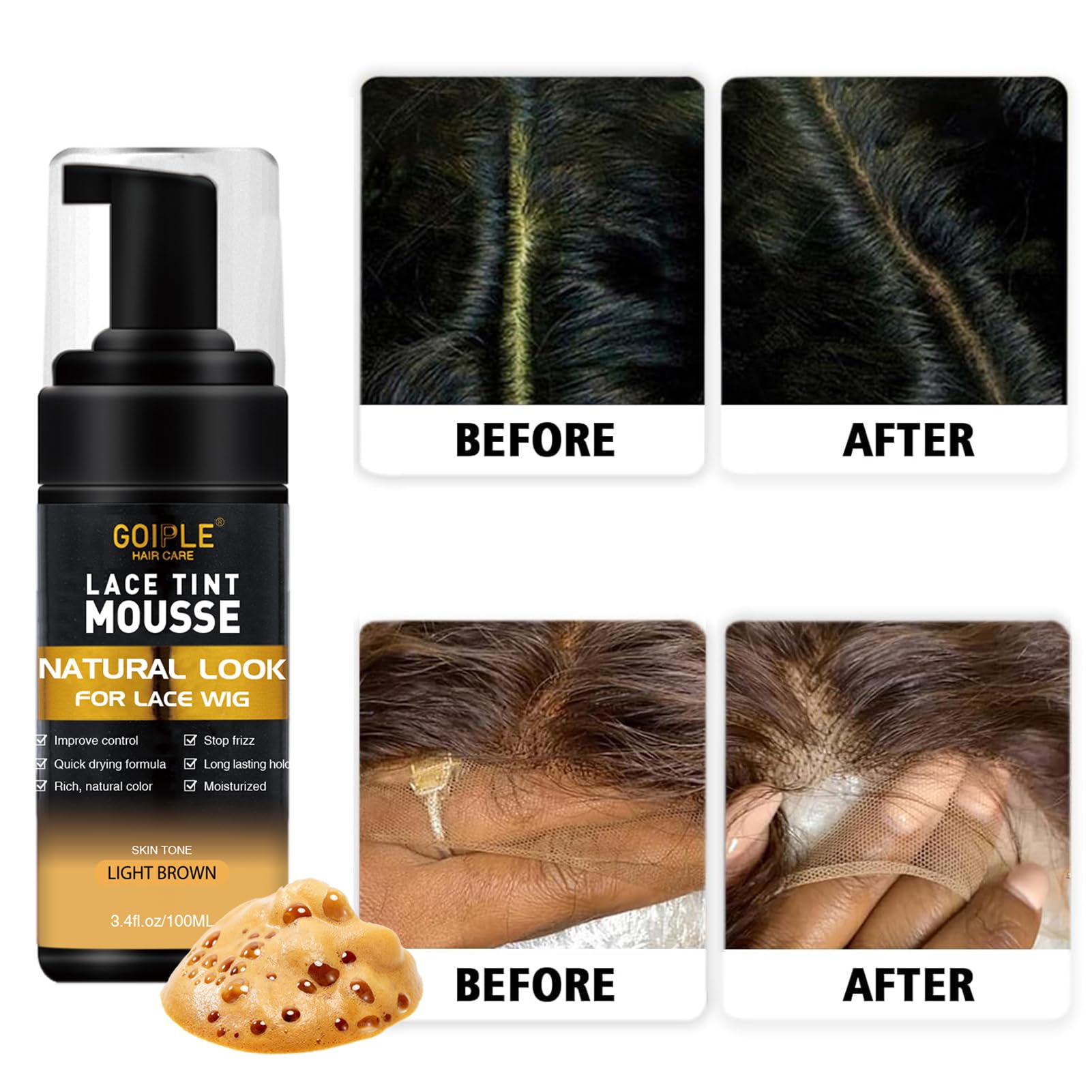 Goiple invisible lace glue dries clear for seamless bond