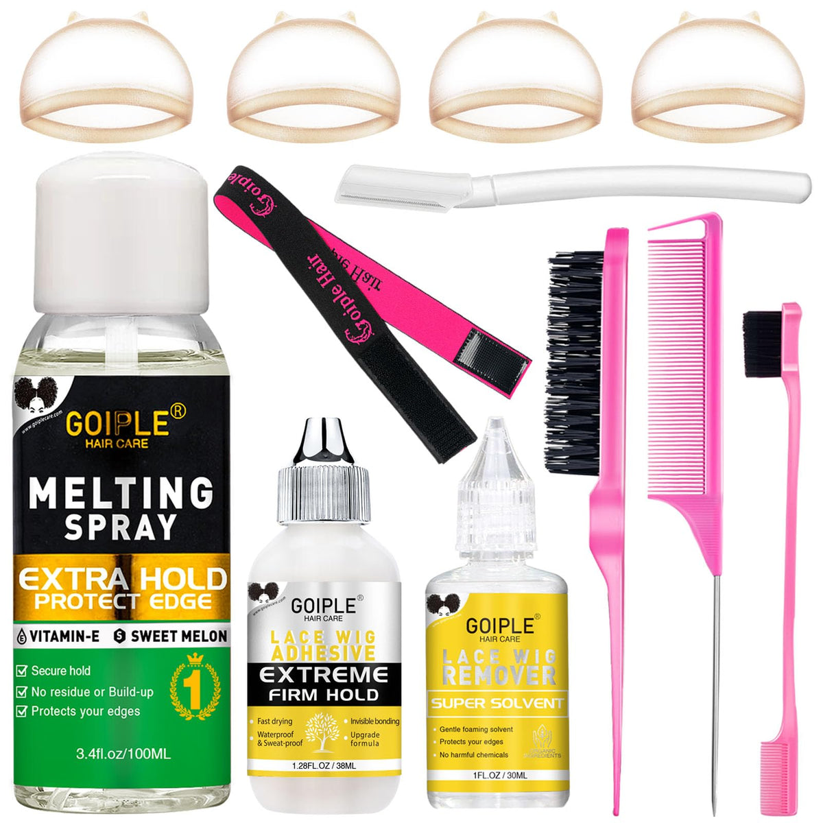 Goiple lace melting spray in a fine mist for a natural front lace finish.