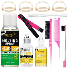 Goiple lace melting spray in a fine mist for a natural front lace finish.