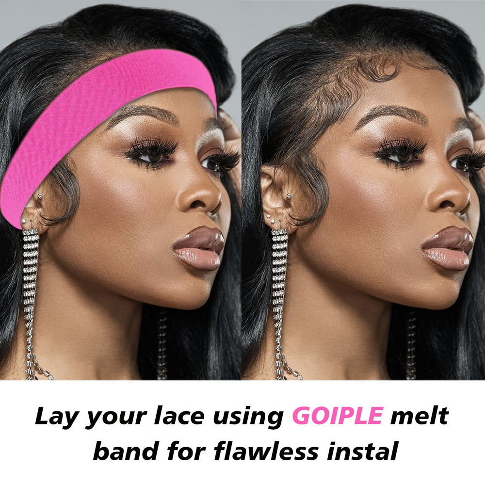Goiple lace melting spray for clean wig installation.